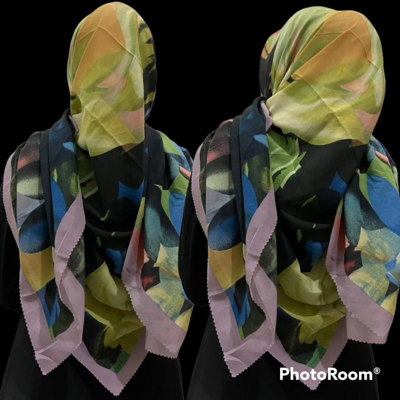 Voal Syar'i 130 dan Azara Hijab Voal miracle, hijab segiempat Azara Scraft, hijab Voal Azara motif