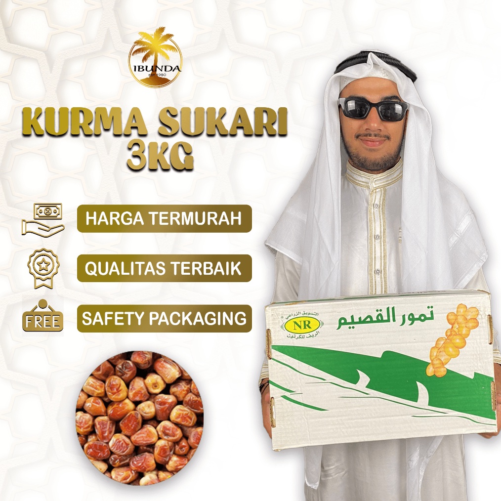 

1212 Kurma Sukari 3Kg Alqaseem Premium Free Dus Packing dan plastic wrap serbuuu