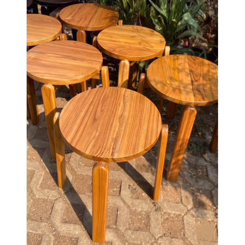 Stool Meja Bangku Kursi Rak Pot Bunga Bulat Kayu Jati Premium Best Seller
