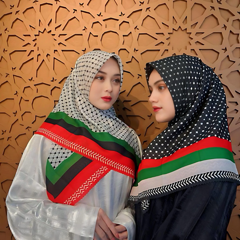 BOSS.hijab/ voal motif PALESTINA DENAY VZ kw  ukuran 113x113cm lasercut printing terbaru