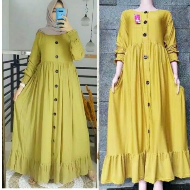 Dres Gamis Harian Ibu Emak Lime Lemon Simpel Polos Jumbo Terbaru 2024 Murah