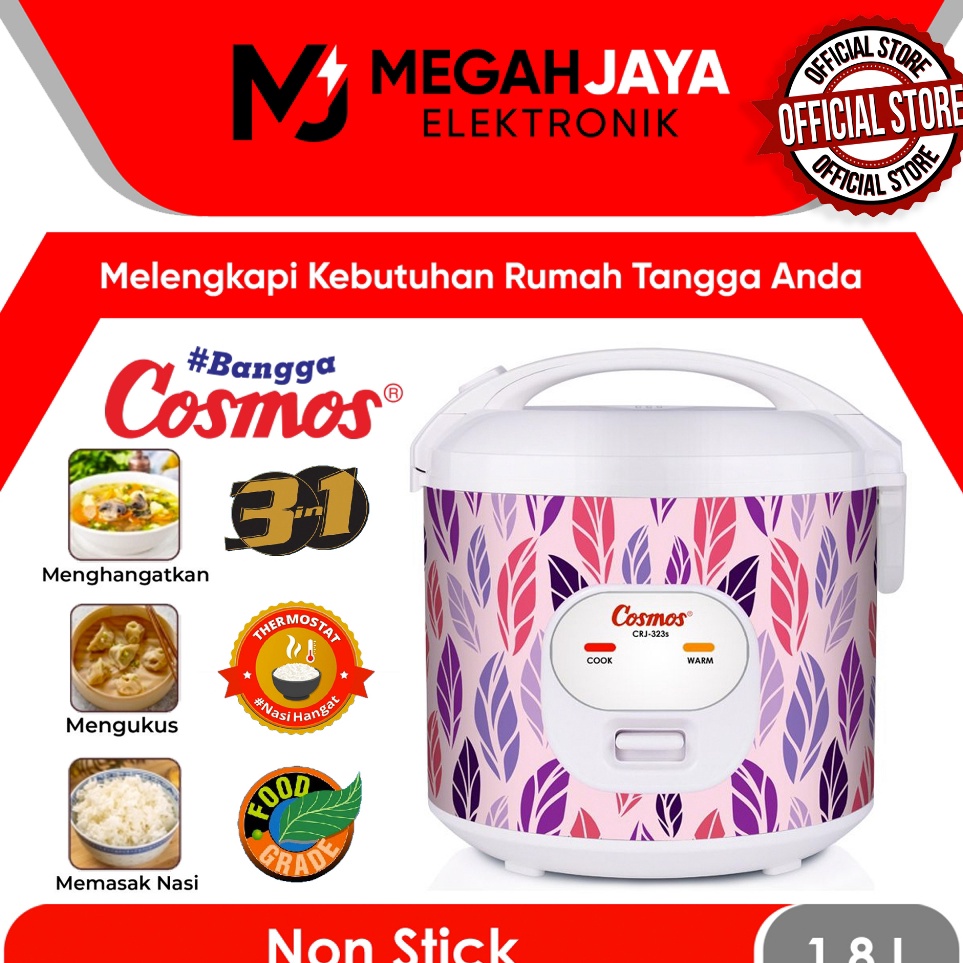 COD COSMOS RICE COOKER  MAGIC COM CRJ323 S  CRJ 323 S  CRJ323 S  CRJ 323S 18 LITER GARANSI RESMI