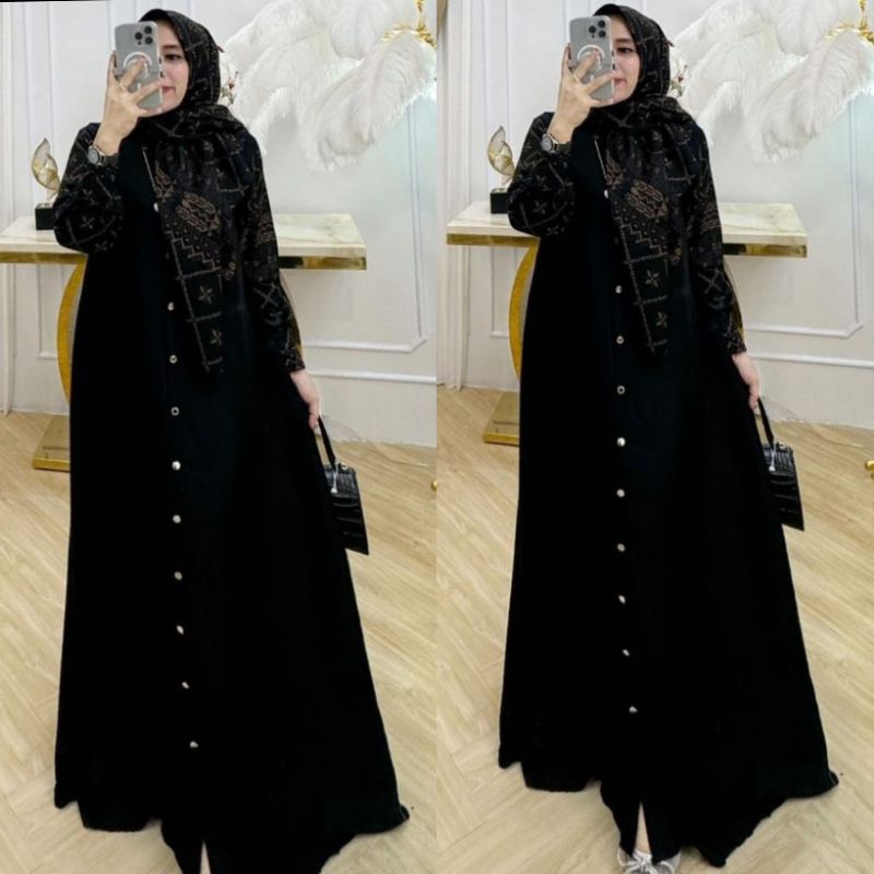 Gamis wanita syar'i karisma polos free hijab katun rayon
