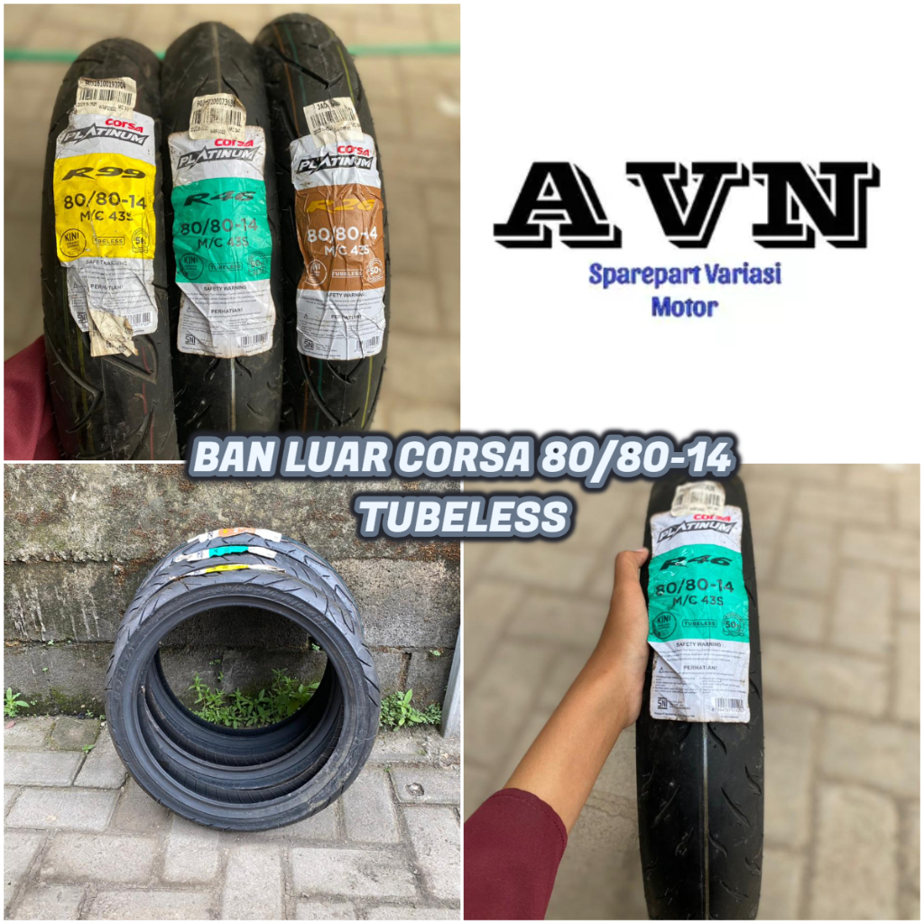 BAN LUAR MATIC CORSA PLATINUM 80/80-14 TUBELESS || BAN LUAR MATIC CORSA 80/80-14 TUBLESS