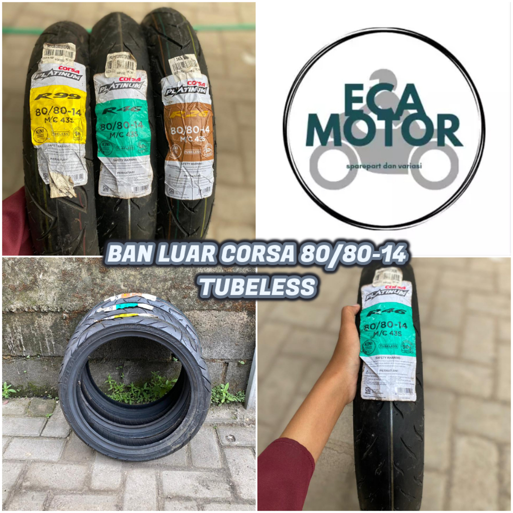 BAN LUAR MATIC DEPAN CORSA PLATINUM 80/80-14 TUBELESS || BAN LUAR MOTOR MATIC CORSA 80/80-14 TUBLESS