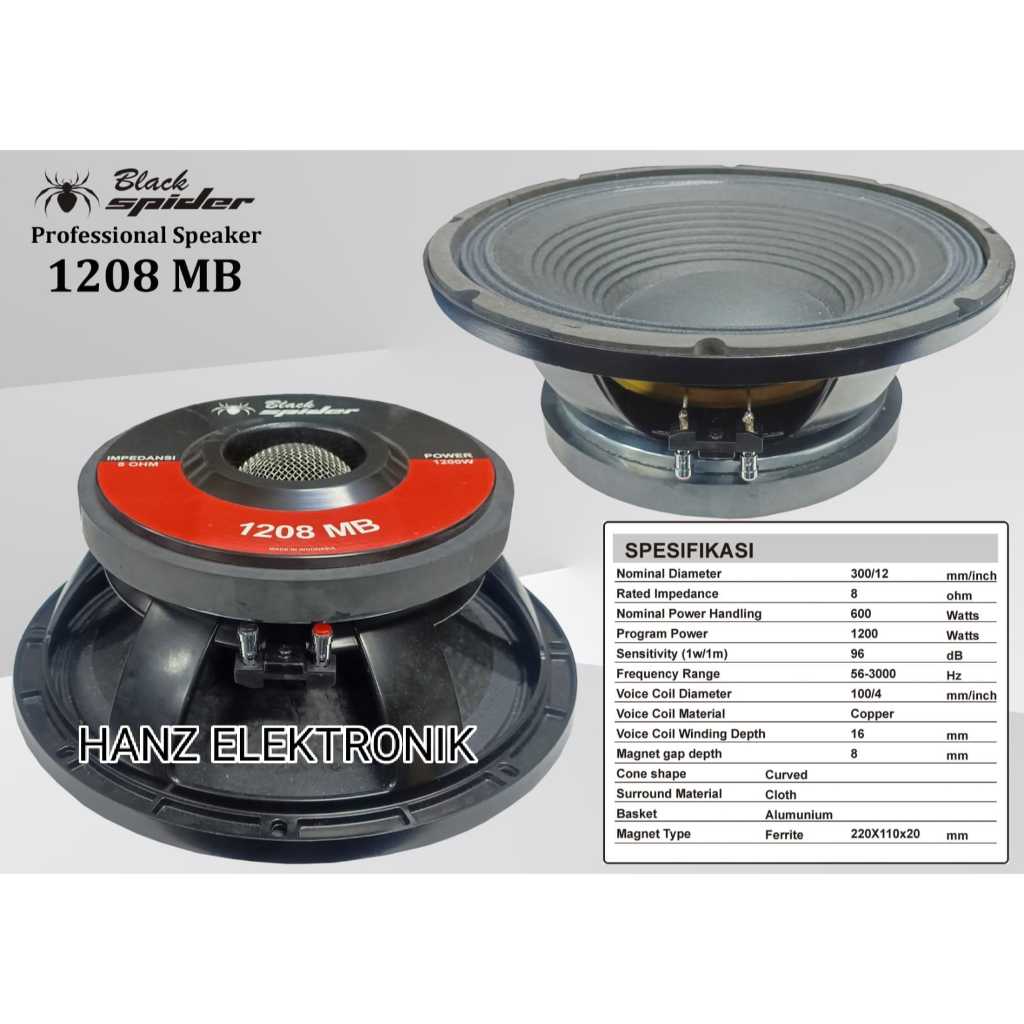 SPEAKER 12 INCH BLACKSPIDER 1208 MB ORIGINAL