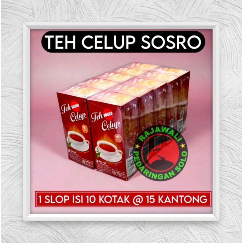 

TEH CELUP SOSRO 1 SLOP ISI 10 KOTAK @15 KANTONG TEH SOSRO CELUP PACKING KARDUS