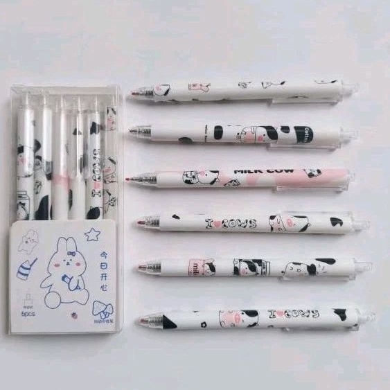

Pulpen gel mekanik isi 6pcs motif sapi