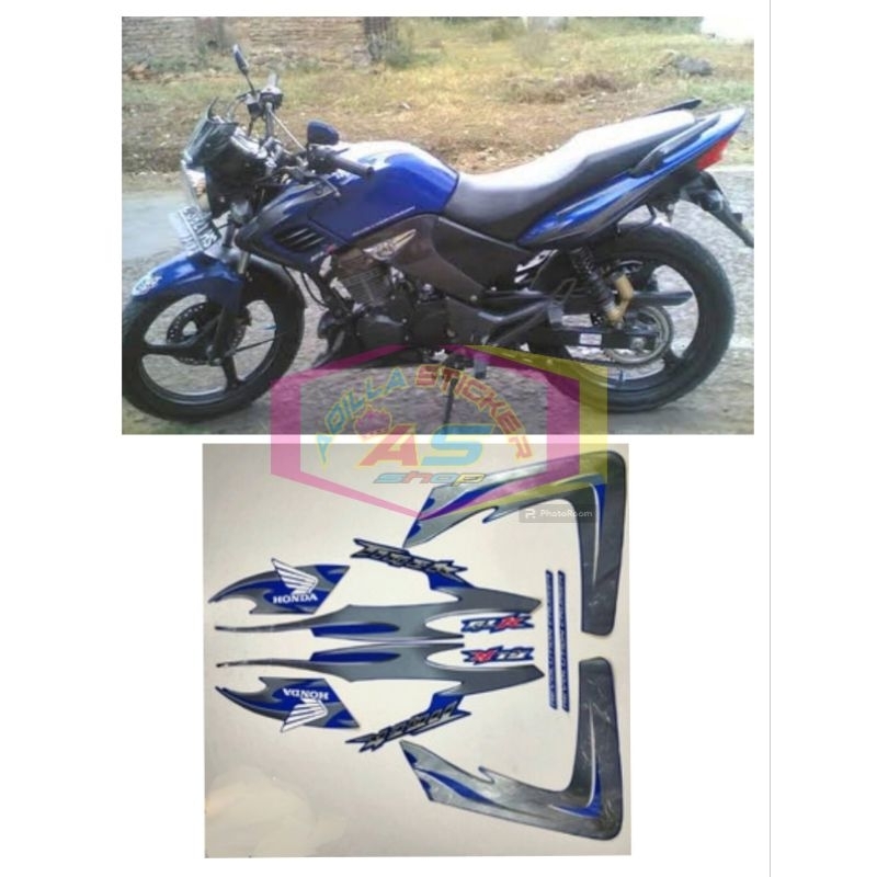 Striping sticker lis Les decal polet orian standar motor Honda Tiger Revo 2007/2008 biru