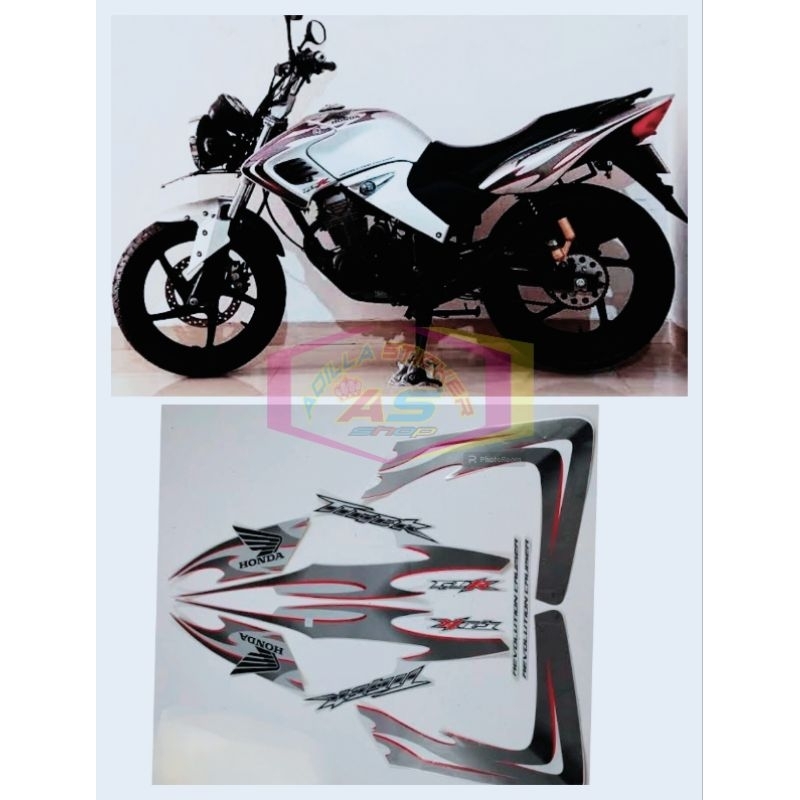 Striping sticker lis Les decal polet orian standar motor Honda Tiger Revo 2007/2008 putih