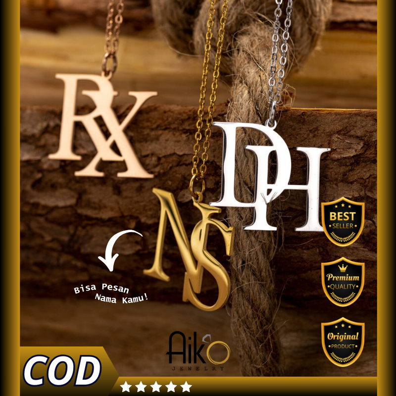 Kalung Nama Wanita - Custom Kalung Nama Berlapis Emas Model DH