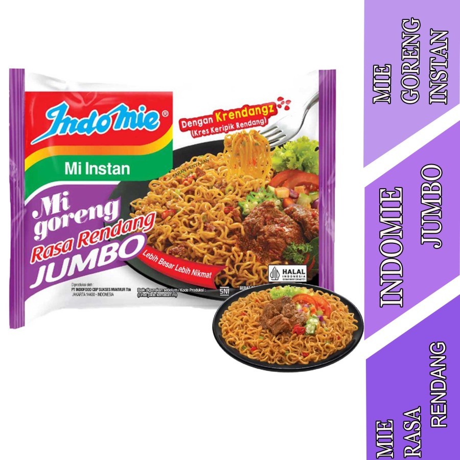 

Mie Rasa Rendang - Indomie Jumbo - Mi Goreng Instan - 120gr