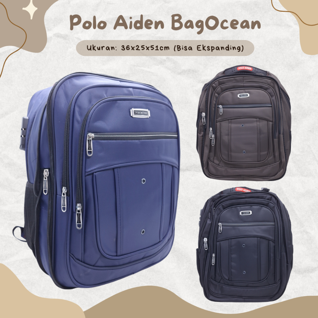 TAS POLO IMPORT 20 INCHI USB KUNCI NOMOR / RANSEL POLO AIDEN ASLI MURAH ORI SIZE 20" BARU / TAS PUNG