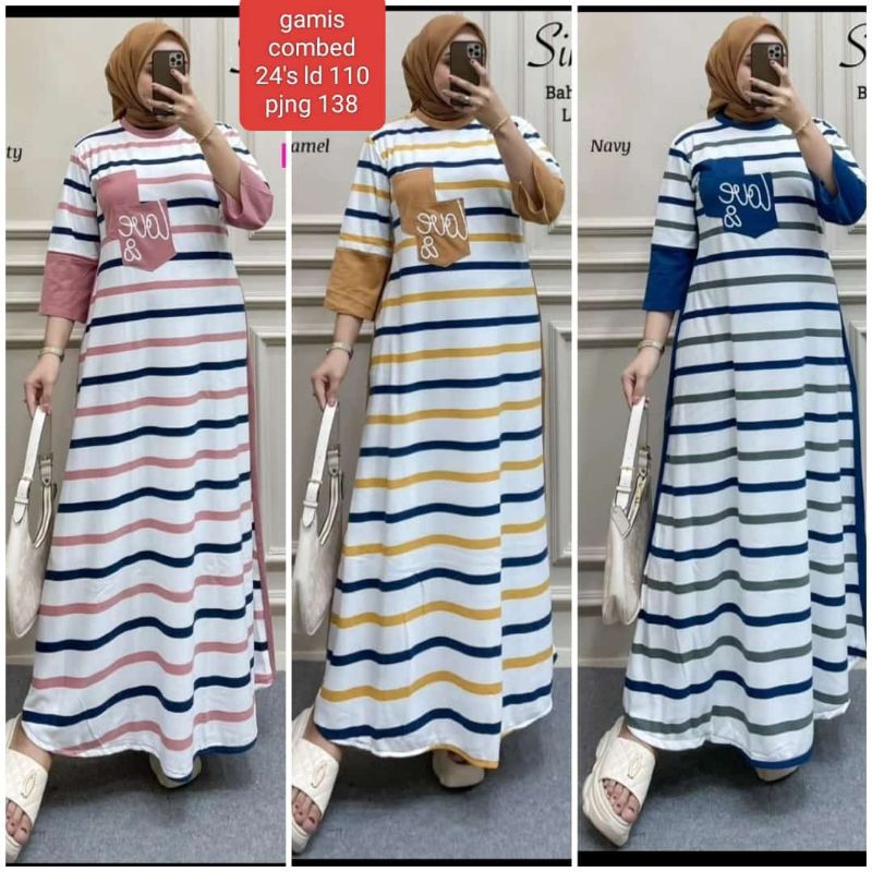 GAMIS DRESS SALUR KEKINIAN WANITA KAOS // DAMIS KAOS SALUR WANITA TERBARU//