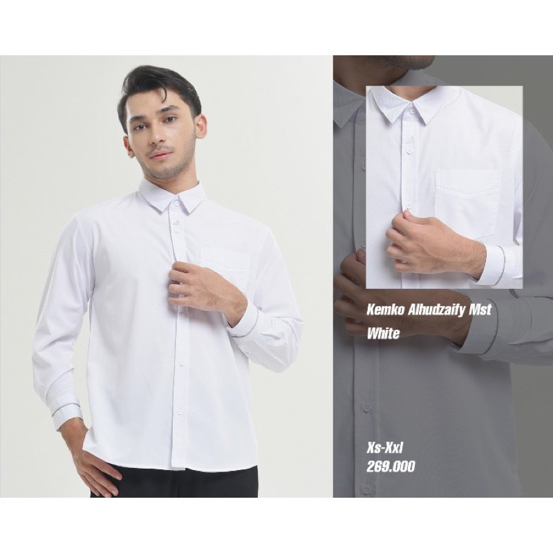 kemko alhudzaify mst - kemko kairo mst - koko hitam putih lengan panjang rabbani - Baju koko rabbani