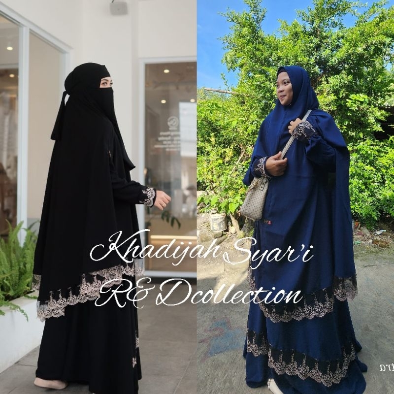 Khadijah set gamis khimar bolong tangan gamis renda