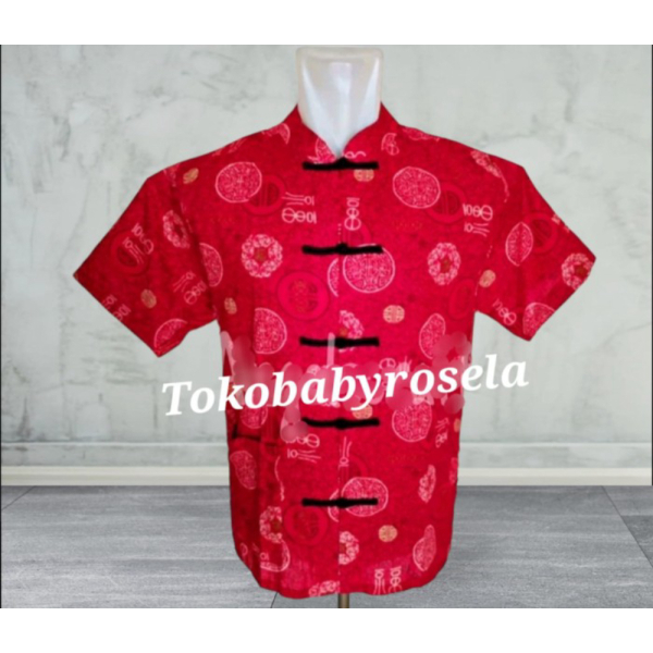 Jual Atasan kemeja cheongsam imlek pria remaja dewasa - Fortune Besar L Berkualitas