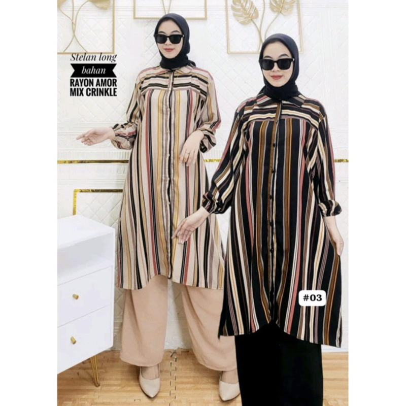 SET LONG TUNIK MALIKA/SET TUNIK TERBARU/SET BAJU IBUK IBUK/SETELAN LONG TUNIK MODEL TERBARU/SET BAJU