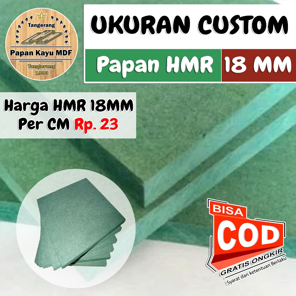 Kayu Papan MDF / HMR Ketebalan 18MM Ukuran CUSTOM  Per CM ( HMR / MDF WARNA HIJAU ) WALLBATTEN BOARD