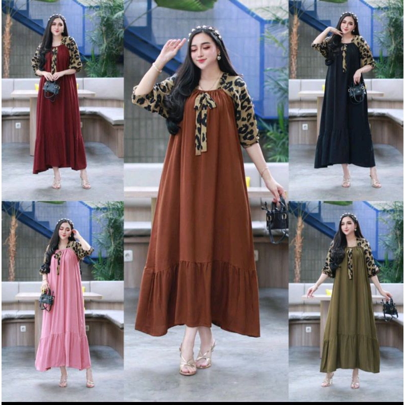DASTER ANDIN ARAB FUJI LEOPARD DRESS ||RAYON SUPER ORI ||MODEL KEKINIAN