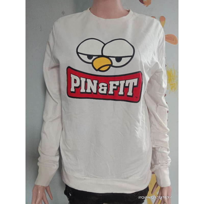 Sweater crewneck cewek PIN&FIT Putih