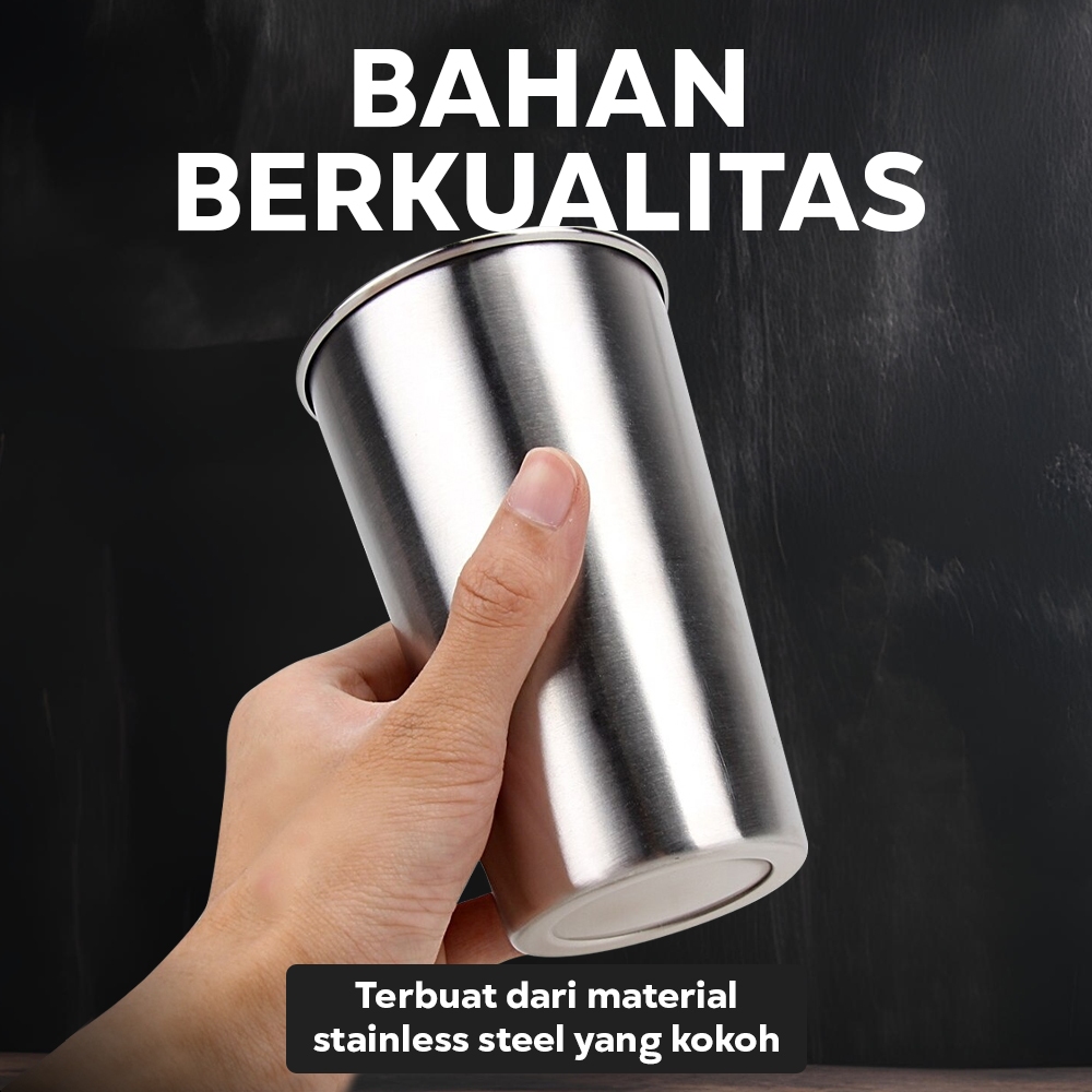 Gelas Stainless 500ML / Gelas Stainless Jumbo Tango Prince Straight / Mug Stainless / Gelas Korea St