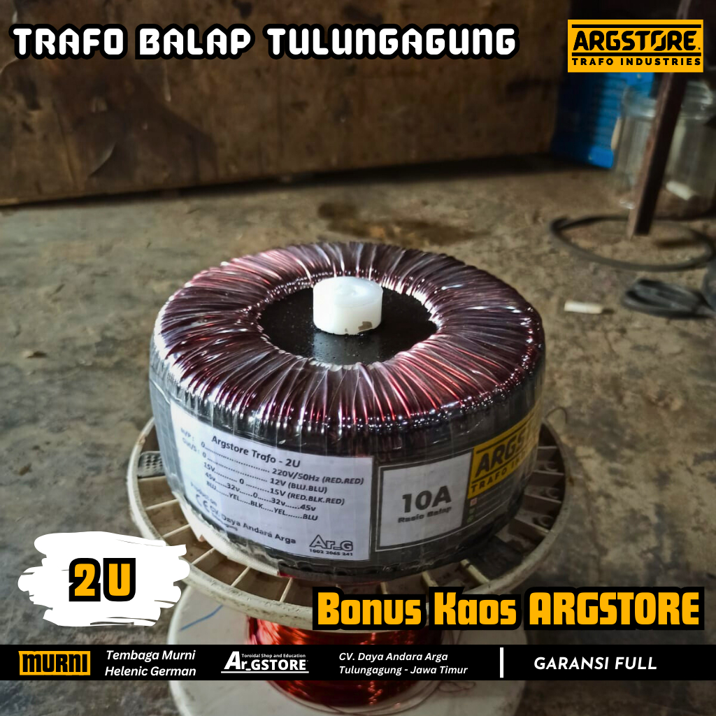 Trafo toroid donat 10A 45V CT (murni) Spesifikasi Balap