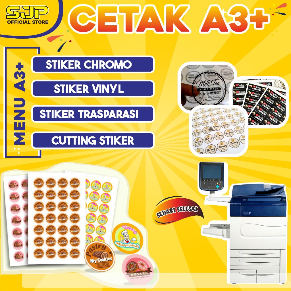

CETAK Stiker A3+ label makanan minuman skincare kosmetik bahan chromo
