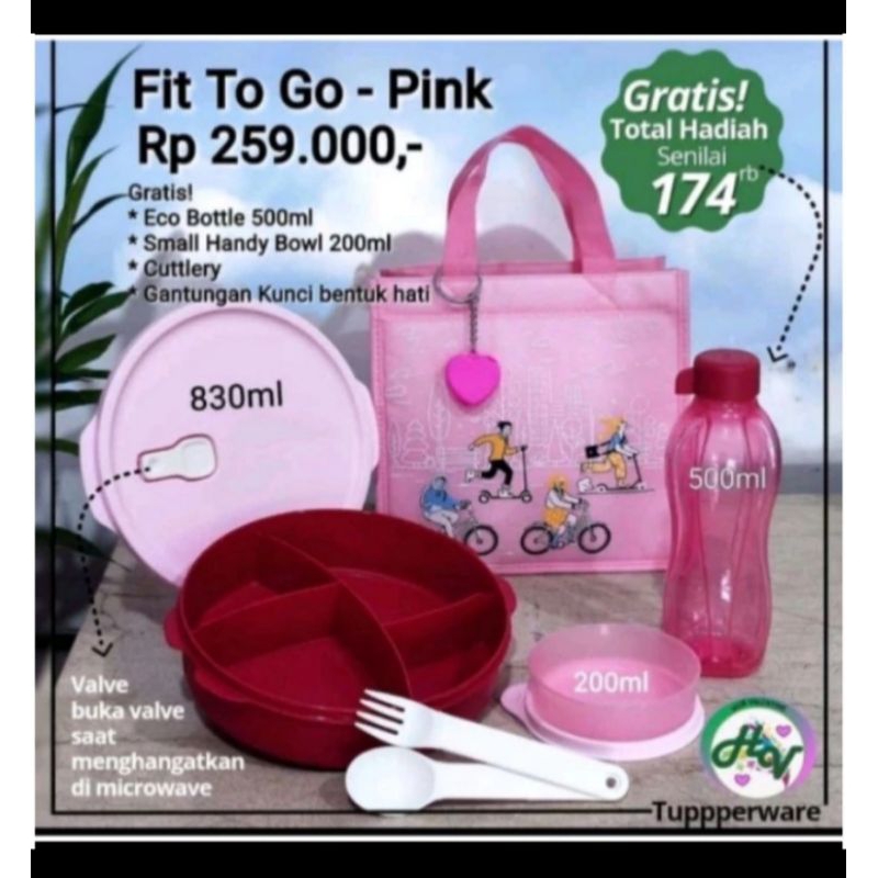 tupperware fit to go pink / tempat bekal set tupperware