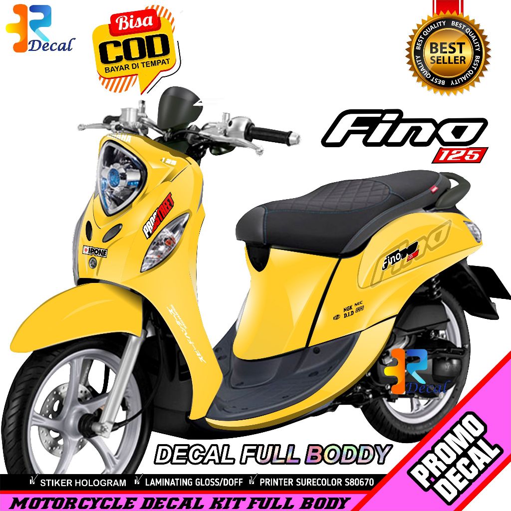 Decal Motor Fino New 125 Desain Polos Ori Sticker Decal Full Body Terbaru Kualitas Premium
