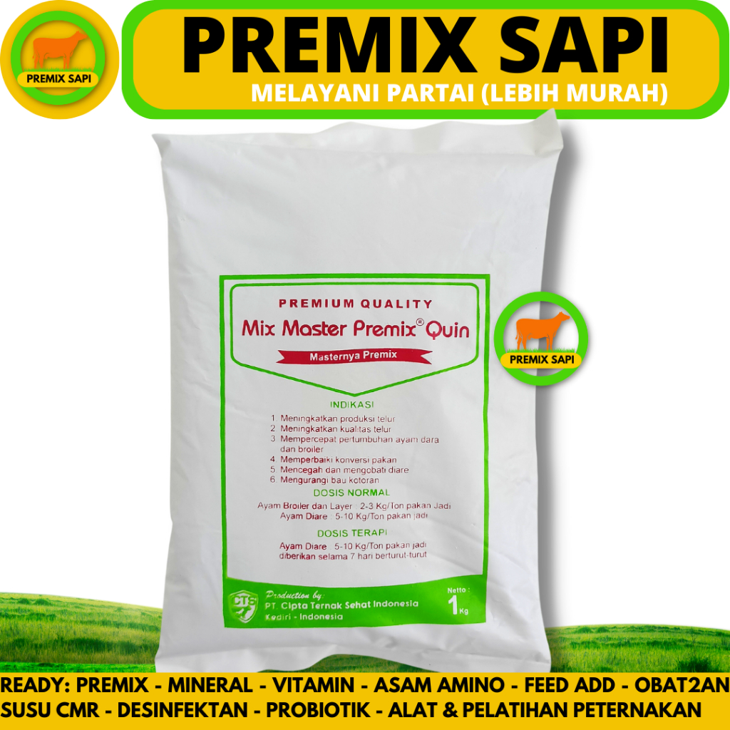 MIX MASTER PREMIX QUIN 1 KG - AGP Olaquindox Pemacu Pertumbuhan Ayam & Babi Like Vitanox