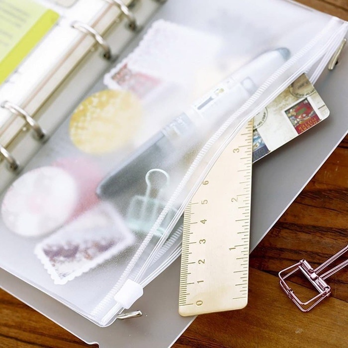 Tas Pouch Mika Transparan Matte Multifungsi Masker - Kacamata -  Kosmetik - Stationery