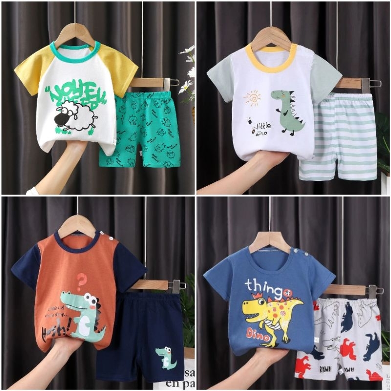 Baju setelan harian anak laki-laki baju import  baju anak lengan pendek baju harian import setelan a