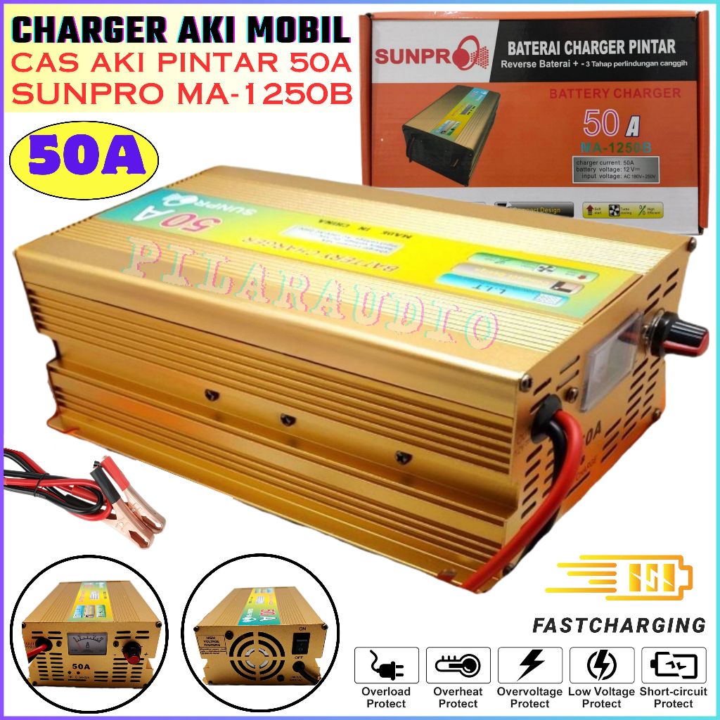 SUNPRO MA-1250B Casan Aki Mobil Motor DC 12V - Charger Aki SUNPRO MA 1250B 50A - Alat Cas Aki Mobil 
