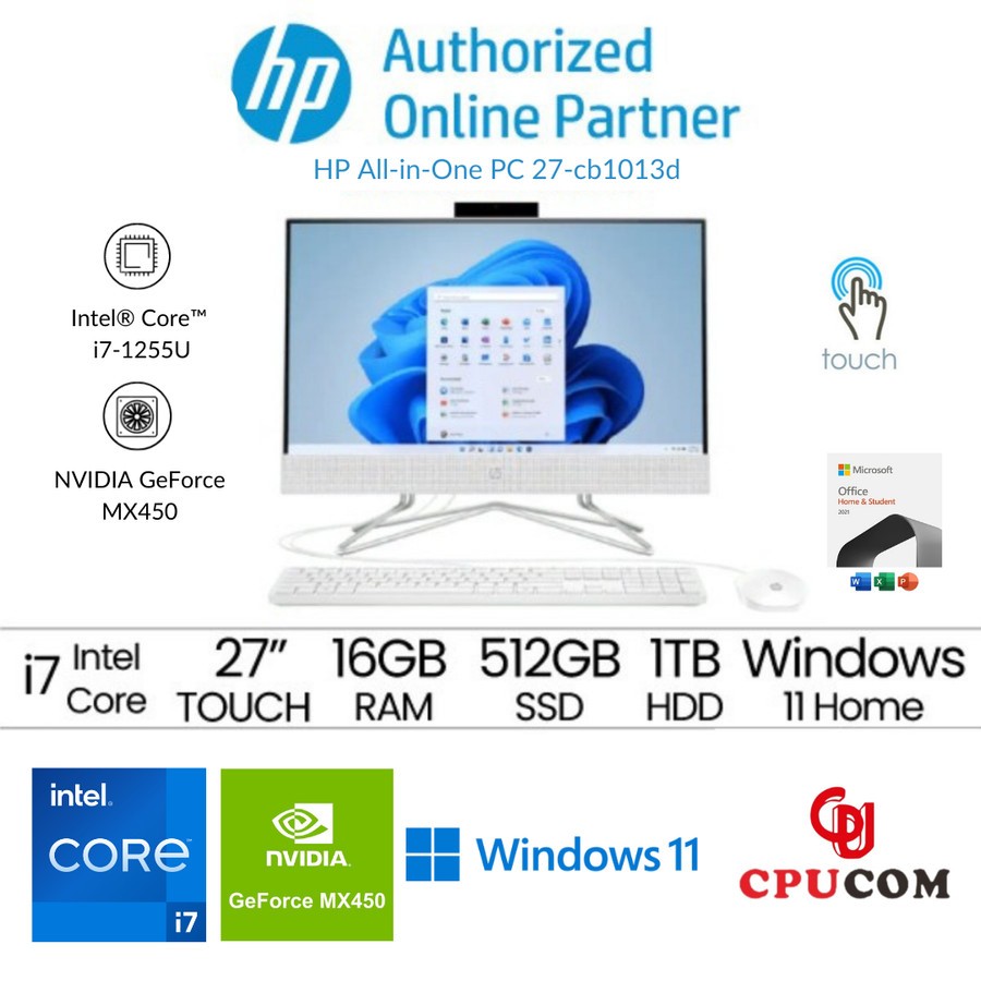 HP PC 27-cb1013d AiO i7-1255U 16GB 512GB SSD+HDD 1TB MX450 27" W11+OHS