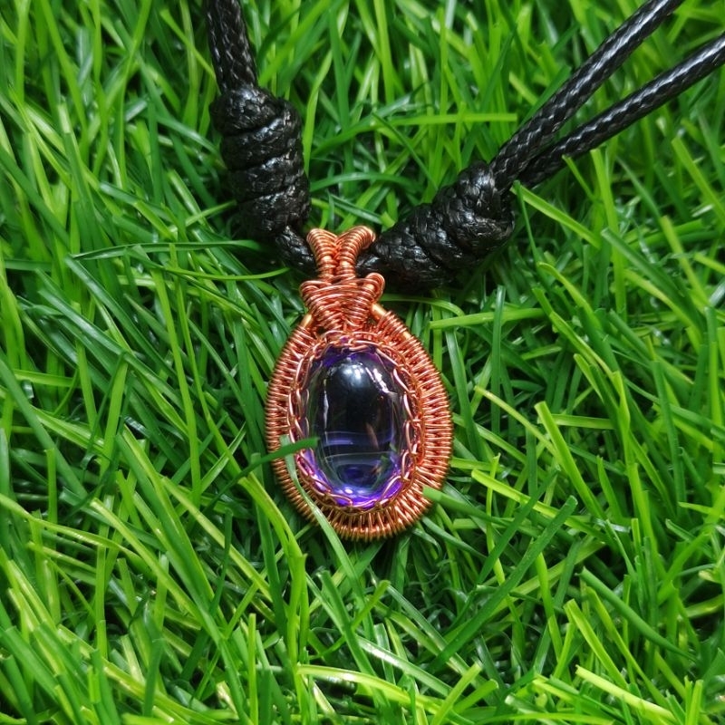 kalung liontin etnik batu akik kecubung brazil