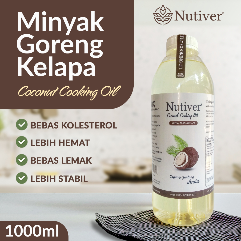 

NUTIVER MINYAK GORENG KELAPA 1 LITER / COCONUT COOKING OIL / MINYAK GORENG SEHAT / MINYAK KELAPA MURNI 100% - 1 L