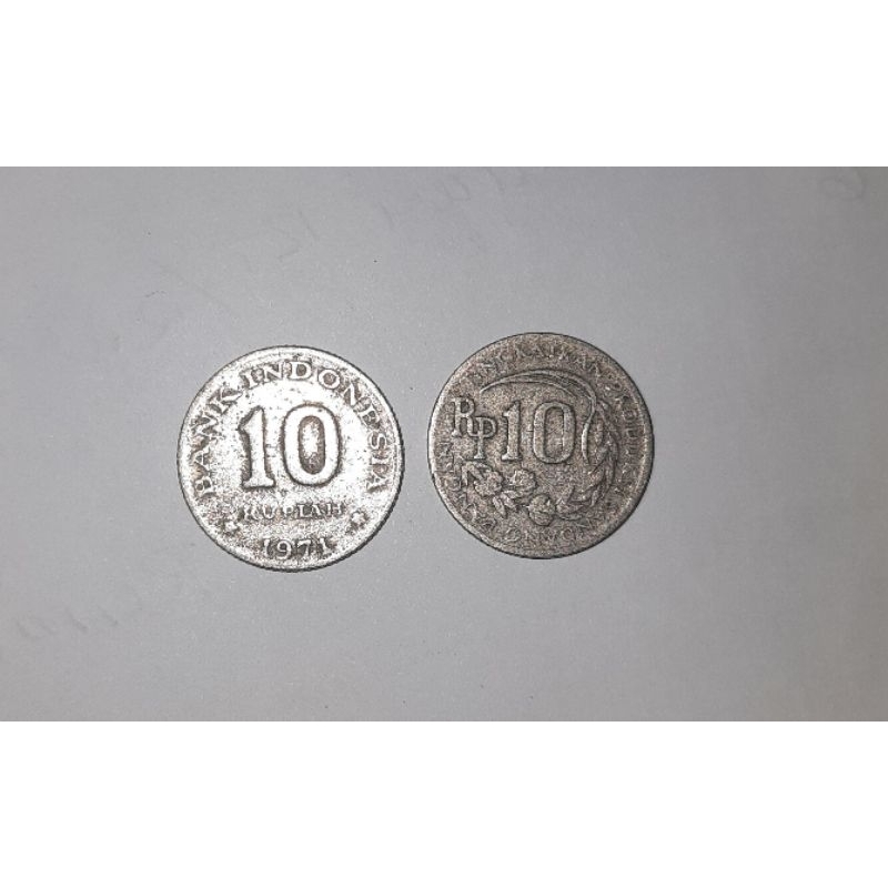 Uang koin 10 Rupiah Lama atau jadul Indonesia tahun 1971 / Koleksi koin 10 rupiah