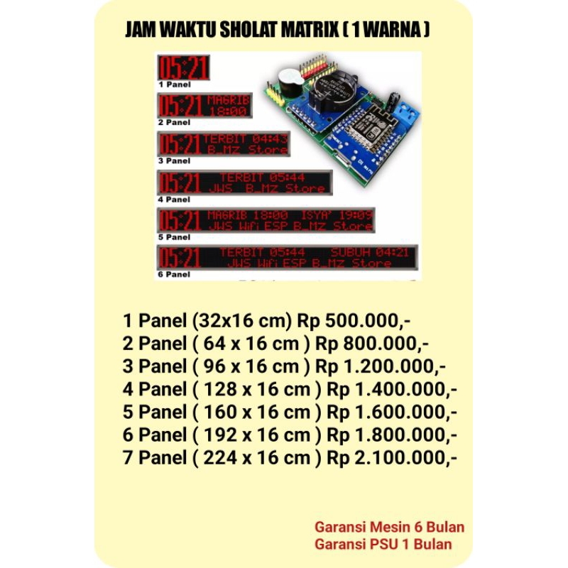 JAM WAKTU SHOLAT JWS 3 PANEL P10.