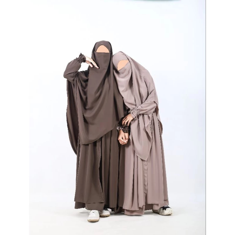 New Khalisa Abaya Set by Mahiza – Gamis Syar'i + Khimar French | Nyaman Umroh & Haji, Anti UV