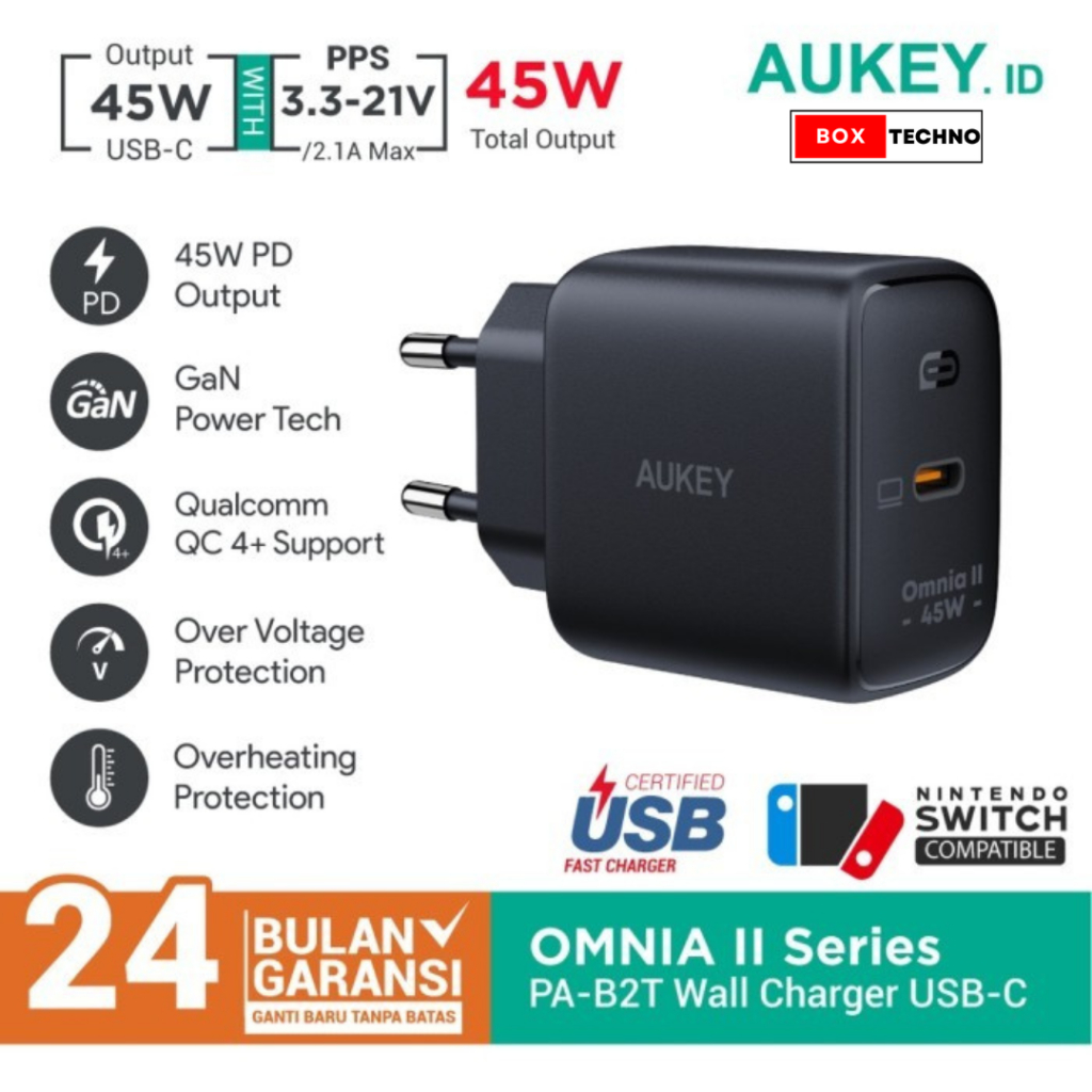 Charger Aukey PA-B2T USB-C PD 3.0 45W