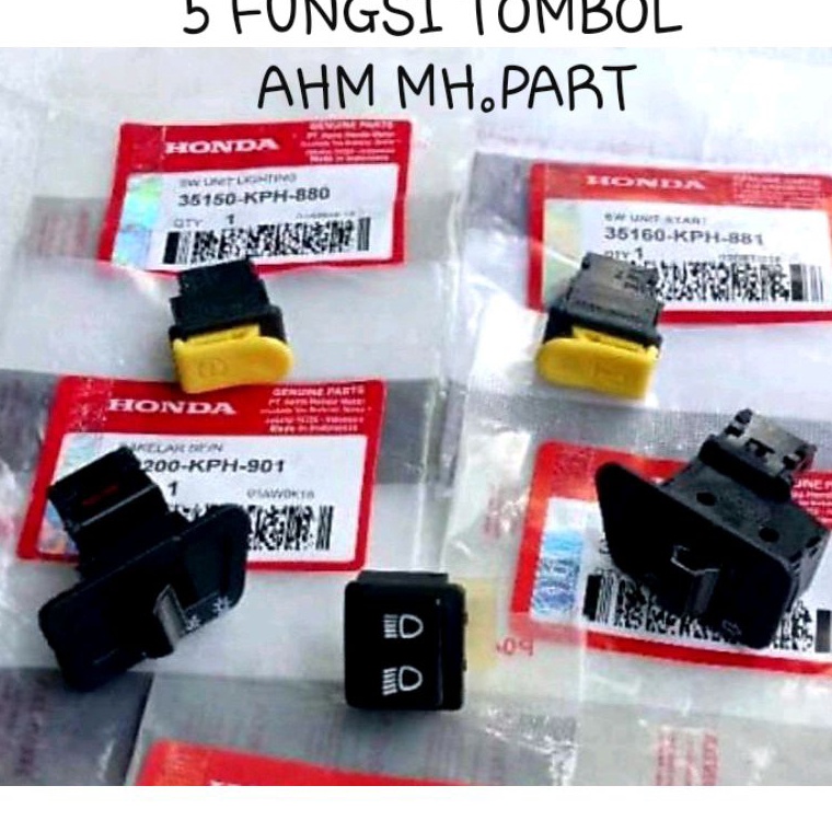 cf TOMBOL SAKLAR SET 5pcs fungsiTOMBOL STATER KLAKSON SEIN DIM ONOFF LAMPU DEPAN BEAT KARBU VARIO KA