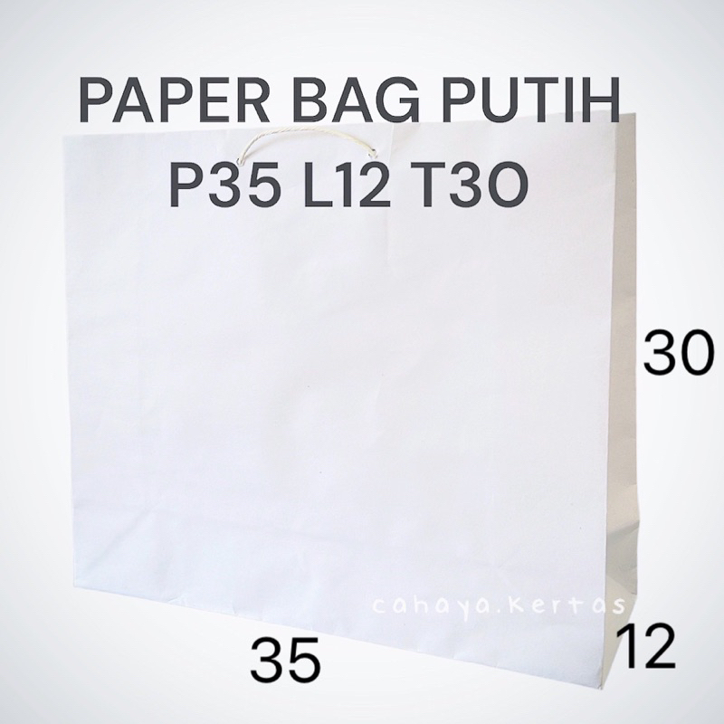 

shopping bag putih polos 35 x 30 paper bag putih ukuran P35 L12 T30