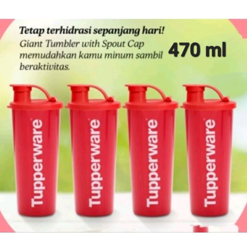 Giant tumbler with spout tupperware / giant tumbler tupperware 470ml / giant tumbler spout corong tu