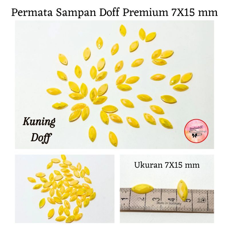 Permata Sampan Doff Polos Premium 7X15 mm Payet Mote Jahit isi 100 pcs