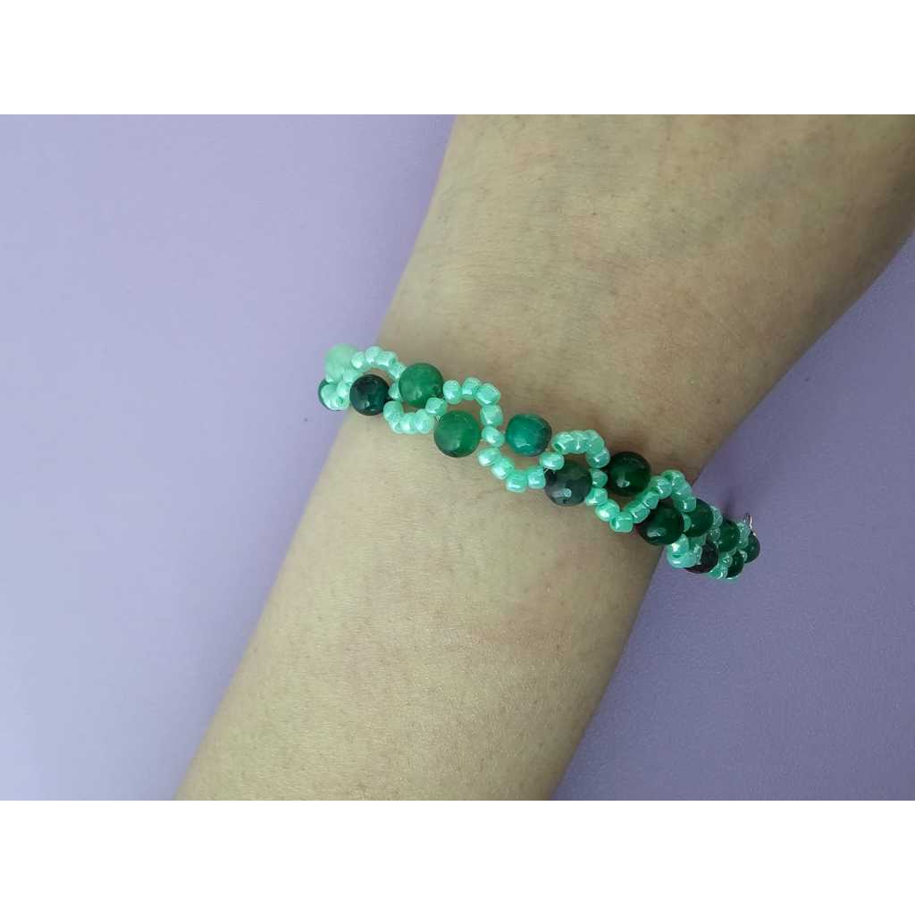Bracelet Gelang Handmade Zigzag Batu Kristal Monte Manik Warna warni