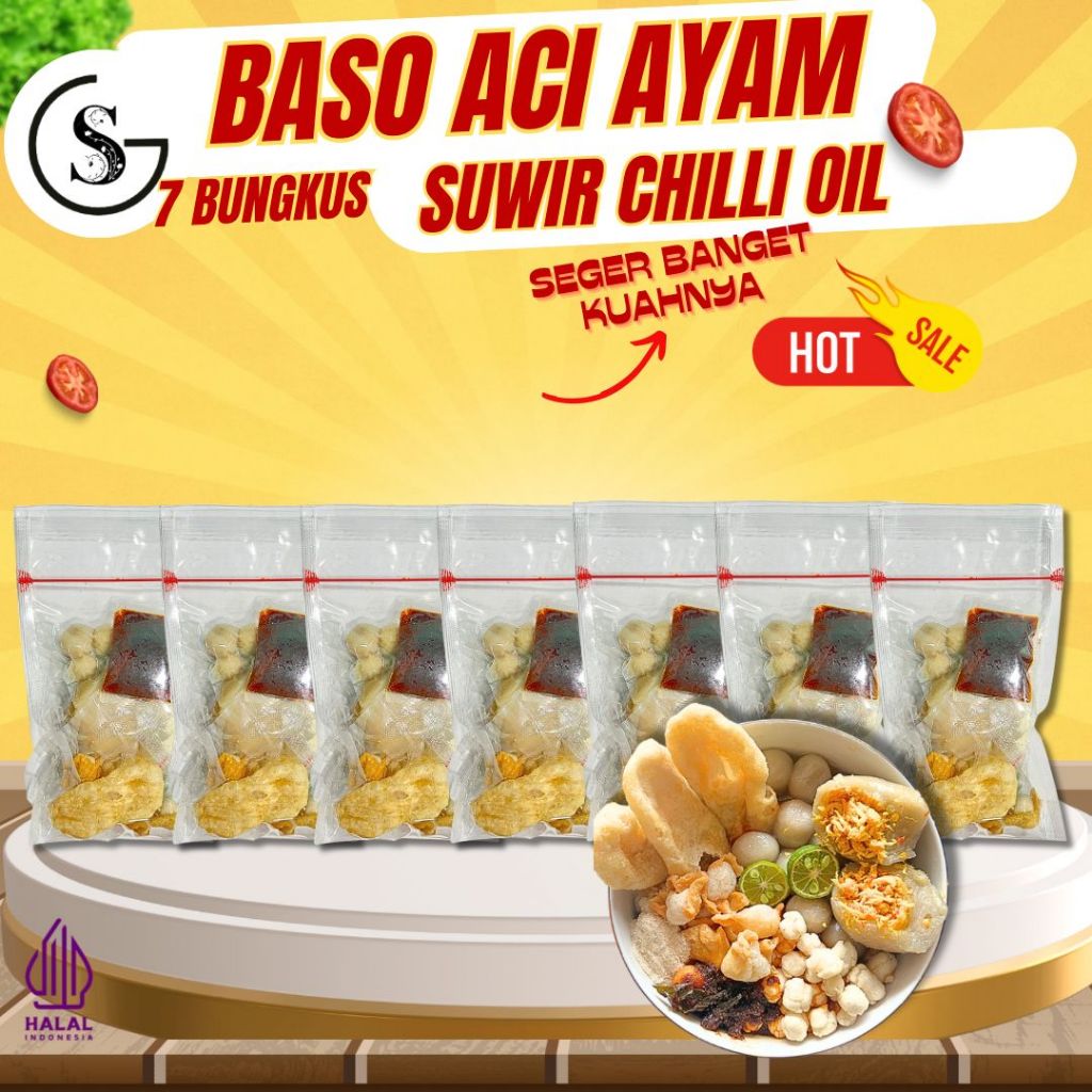 

[CHILLI OIL] 7 BUNGKUS BASO ACI AYAM CHILLI OIL PEDAS FOOD KALDU HOTPOT INSTAN - EKONOMIS