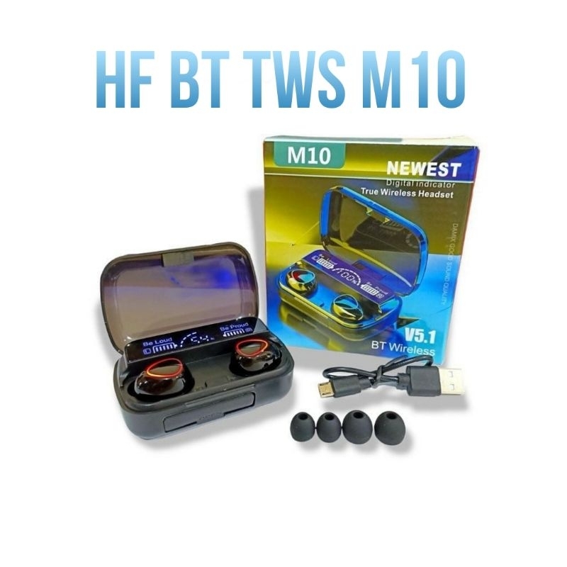 Headset Bluetooth Gaming M10 Earphone TWS Super Bass