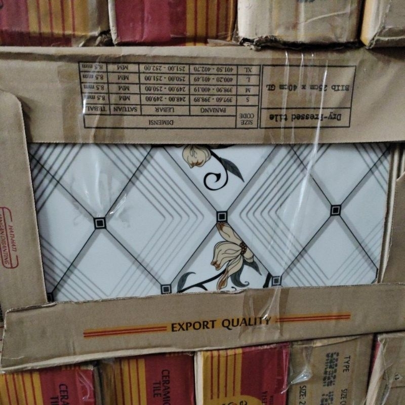 Keramik 25x40 MOTIF MOZAIK BUNGA PUTIH GLOSSY