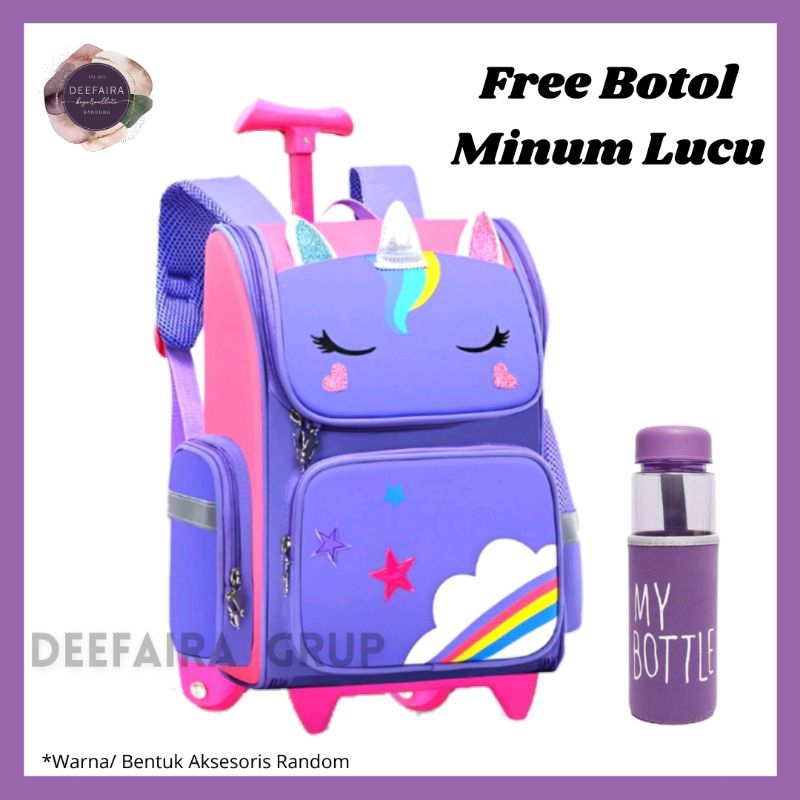DISKON COD TAS RANSEL TROLI KOPER DORONG SATU PAKET MOTIF GLITTER UNIQ0RRN KUDA PONI TANDUK AWAN